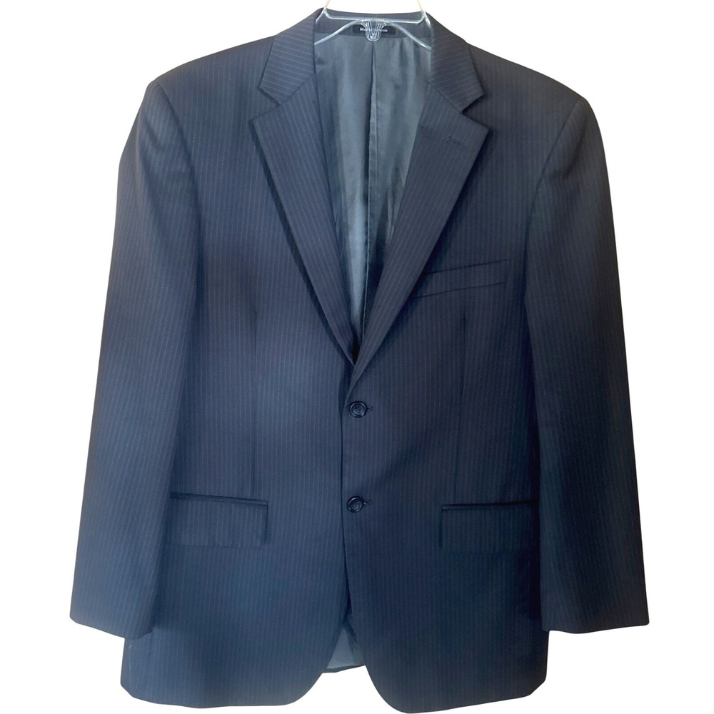 Pronto Uomo 100% Wool Suit‎ Blazer 42 R Black Mens Sport Coat Jacket Old Money